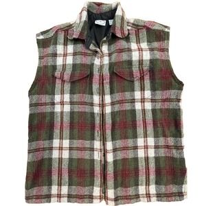 Resist Men M Wool-Blend Sleeveless Cut-Off Muscle Shirt Brown Plaid Lined READ